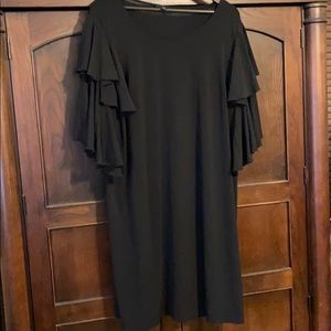 Black Lane Bryant shift dress w/ ruffled sleeves
